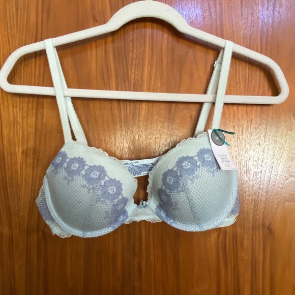 Gapbody Other - NWT‎ GapBody Favorite Demi Plunge Bra 36B Light Blue Purple Floral Lace Padded